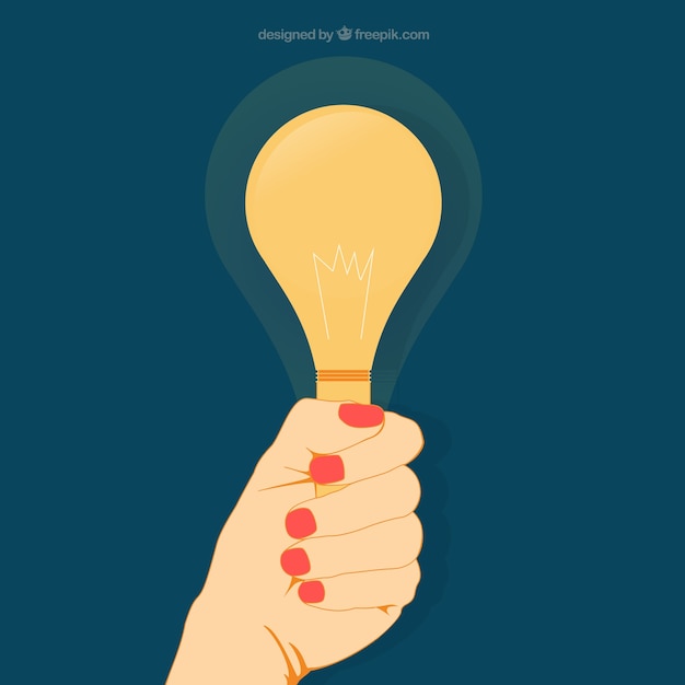 Free vector womans hand holding a light bulb