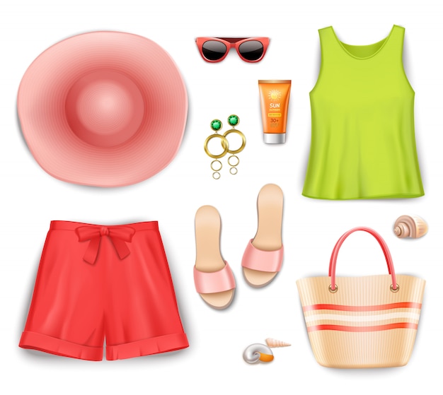 Set accessori per abbigliamento da spiaggia donna