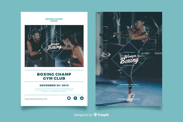 Шаблон плаката спортивного бокса для женщин