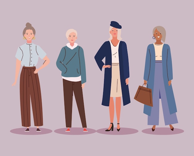 Free vector women in casual clothing