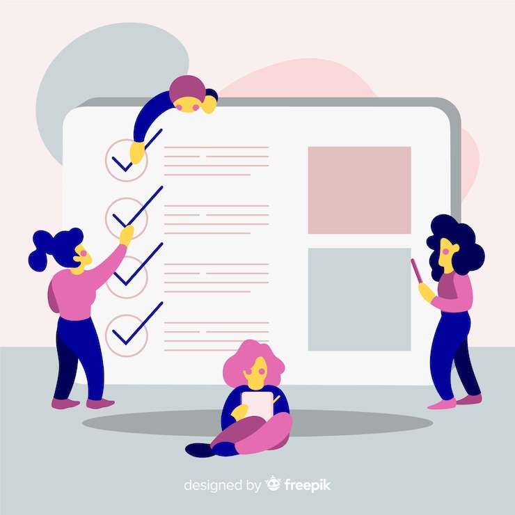 Free Vector women checking giant check list background