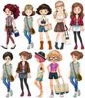 Free vector women in different clothing