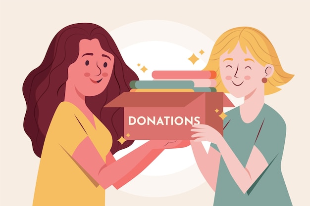 Women donating their clothes concept