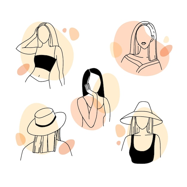 Women in elegant line art style