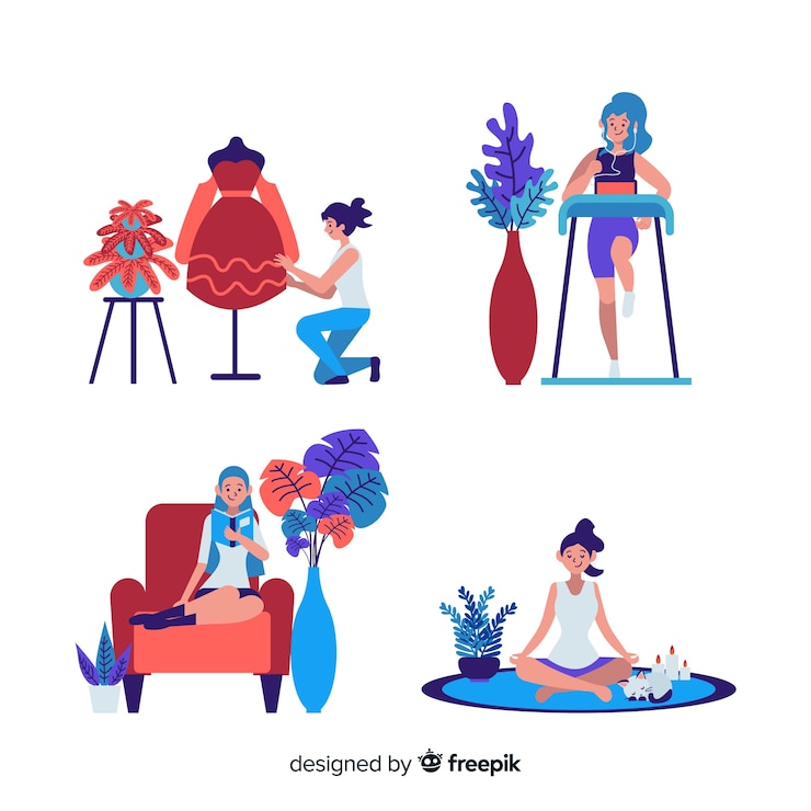 Free Vector women enjoying their free time