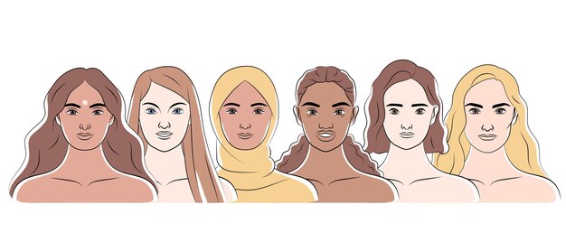 さまざまな人種の女性の顔