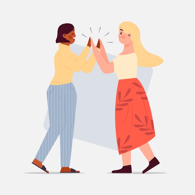 Women giving high five illustration