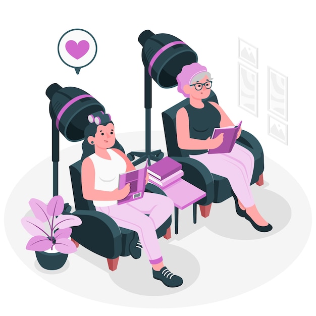 Free vector women in hair salon concept illustration