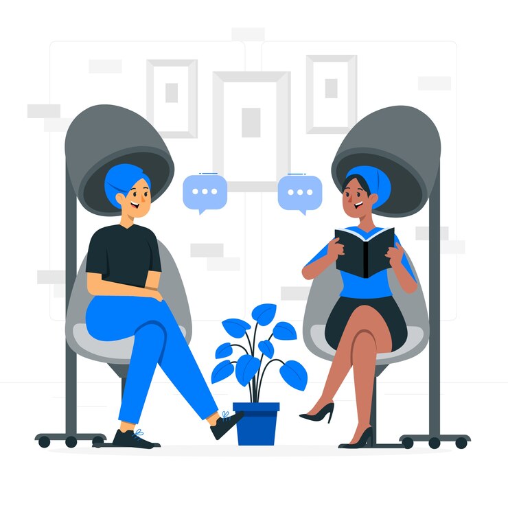 Free Vector women in hair salon  concept illustration