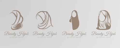 Free vector women hijab beauty vector logo template