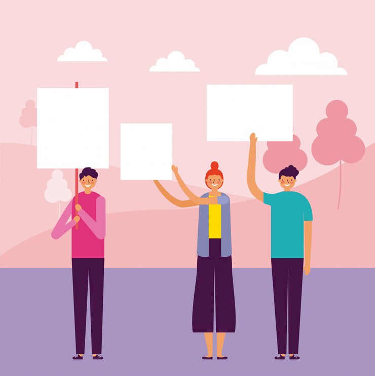 Free Vector women holding banners
