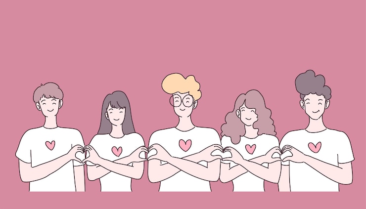 무료 Vector 여성과 남성 그룹 회의에서 행복