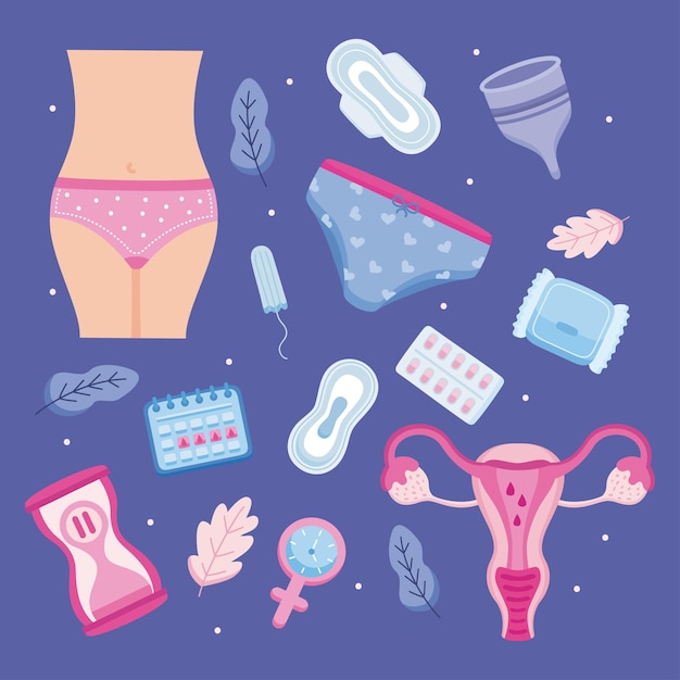 Free vector women menstruation icons pattern