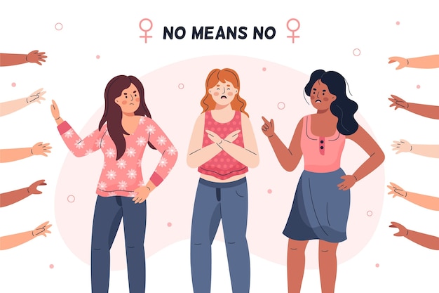 Free vector women participating in no means no movement