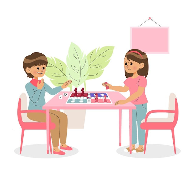 Free vector women playing ludo game