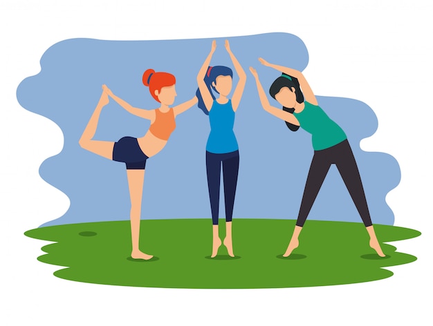 Free vector women practice yoga exercise position