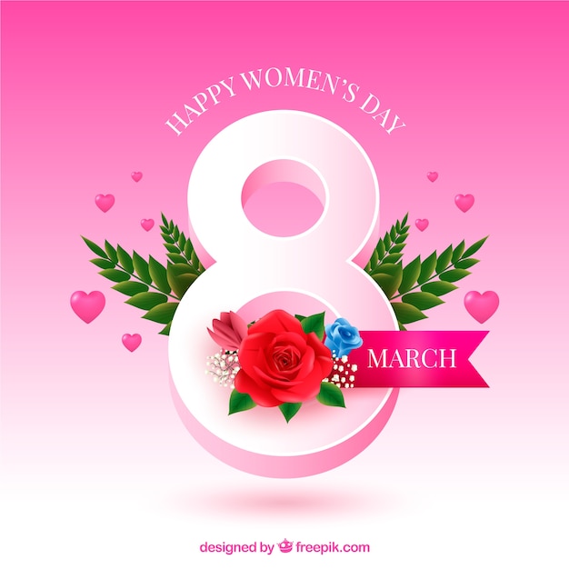 Women's day background in realistic style