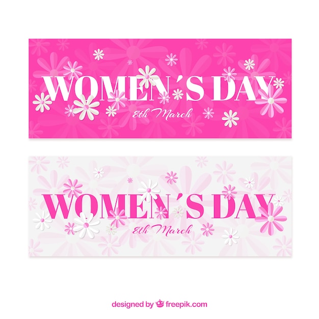 Free vector women's day banners with flowers