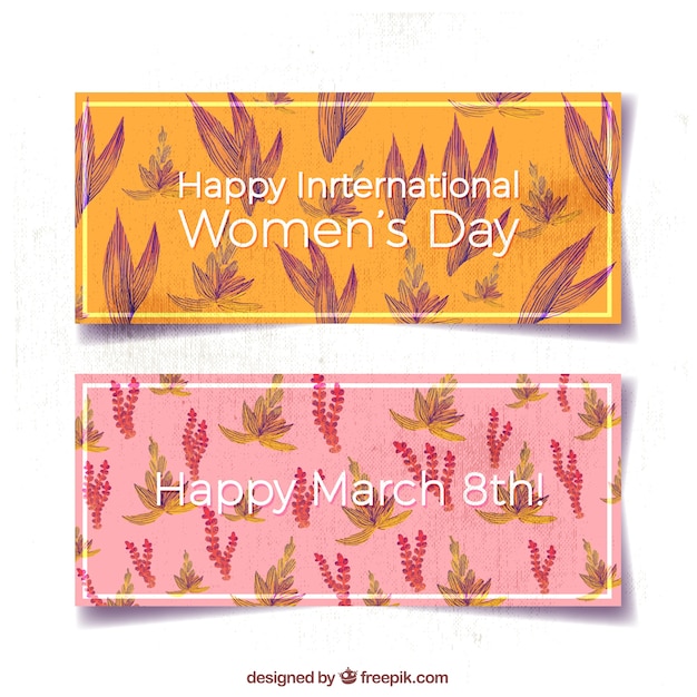 Women's day banners with watercolor flowers