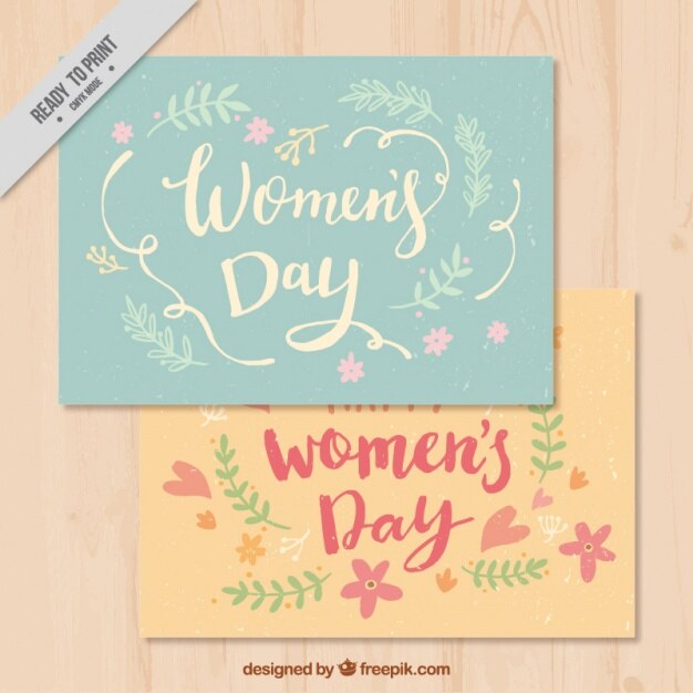 Women's day card with floral decoration in pastel colors