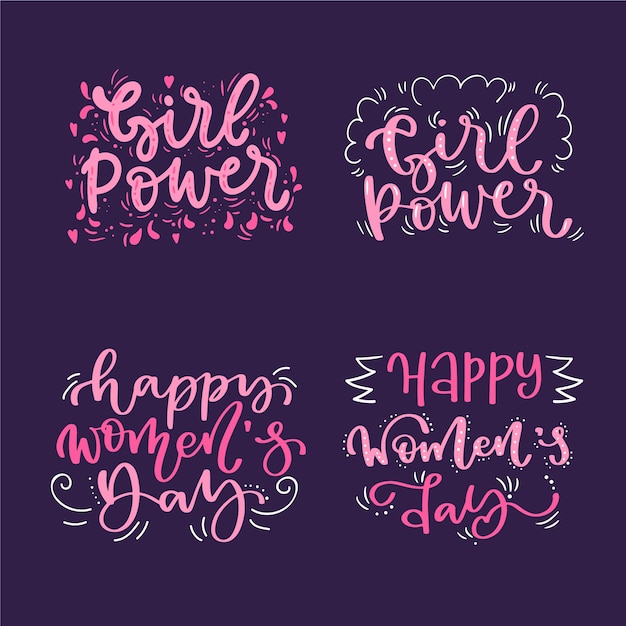 Women's day label/badge collection with lettering