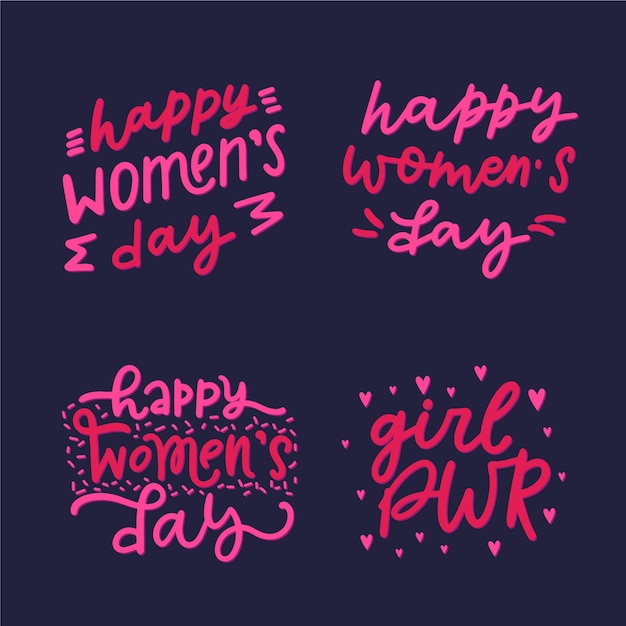 Women's day label collection with lettering