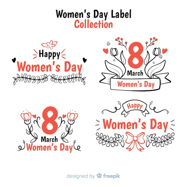 Free vector women's day label collection