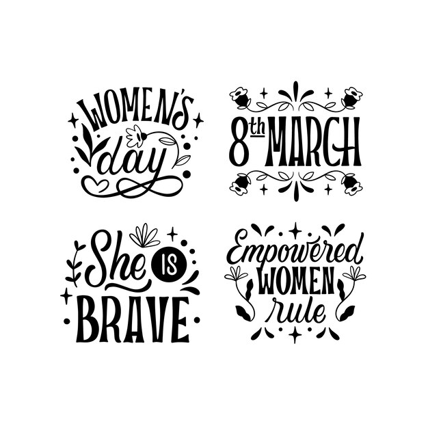 Women's day lettering set