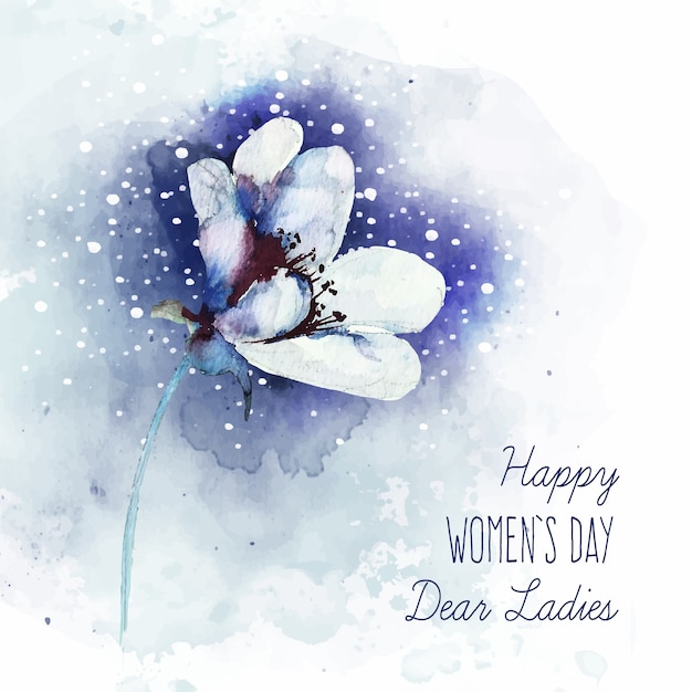 Women's day lettering with beautiful watercolor flower