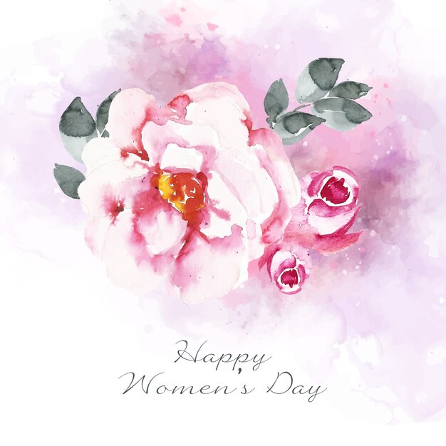 Женский день надписи с красивой акварельной розой