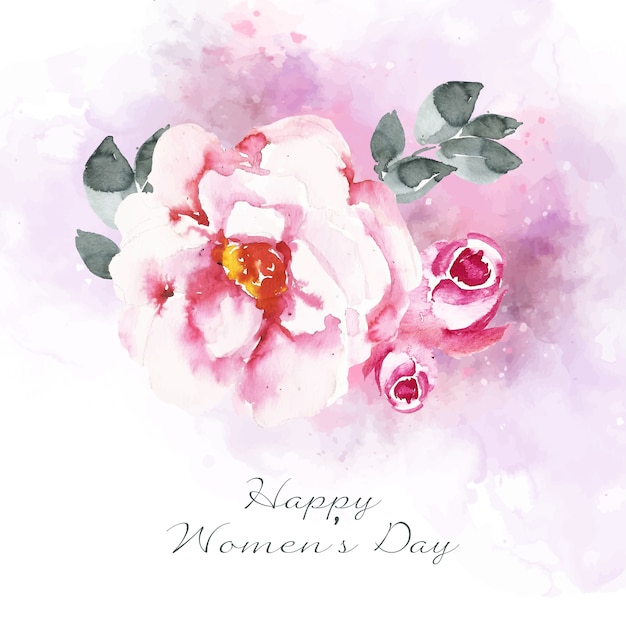 Women's day lettering with beautiful watercolor rose