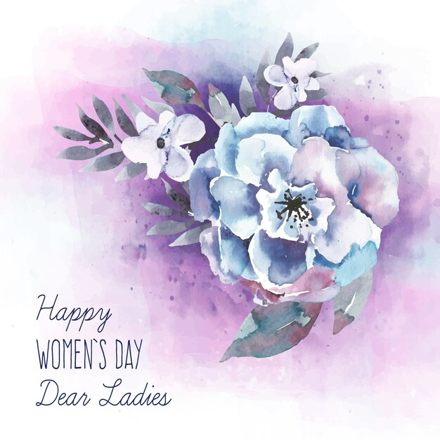 Women's day lettering with lovely watercolor flower