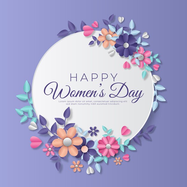 Women's day in paper style with flowers