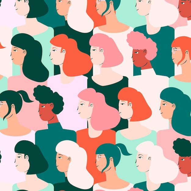 Women's day pattern with faces