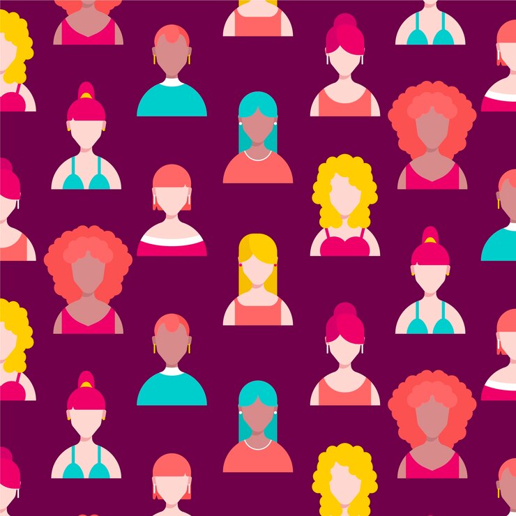 Free Vector women's day pattern with women faces