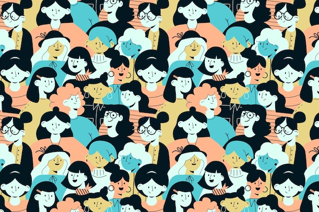 Women's day pattern with women faces