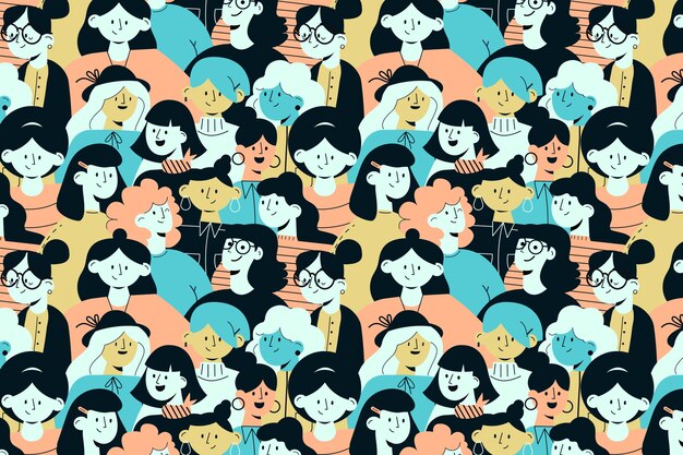 Women's day pattern with women faces