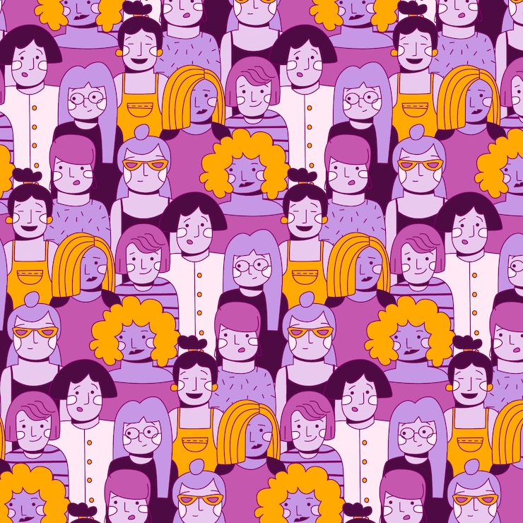 Free Vector women's day pattern with women faces