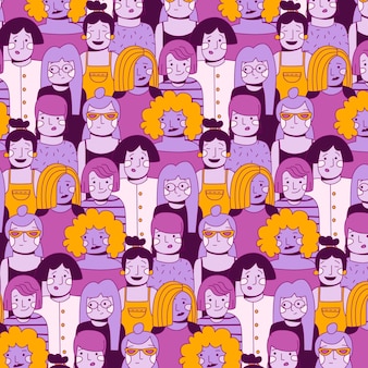 Women's day pattern with women faces
