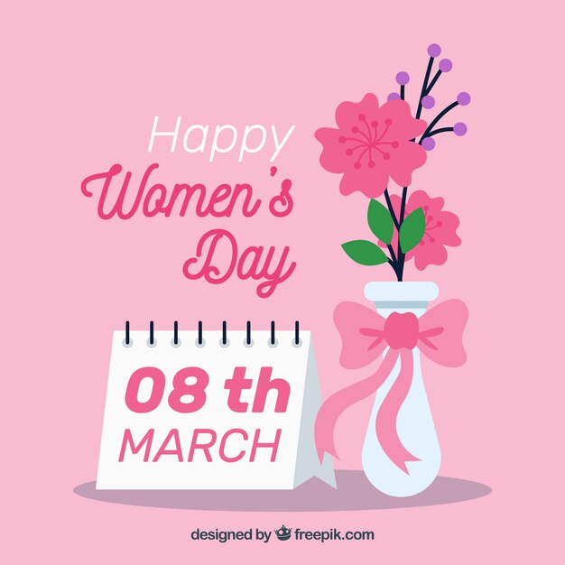 Women's day pink background in flat design