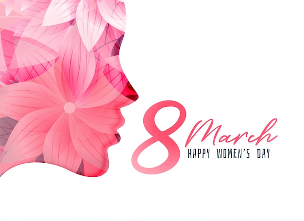 Free vector women's day poster with girl face made with flower