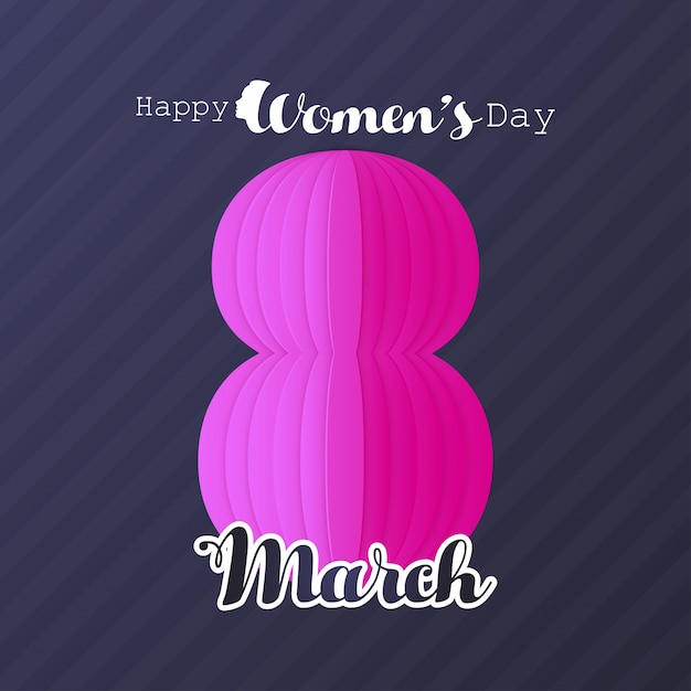 Women's day typography card with pattern background 