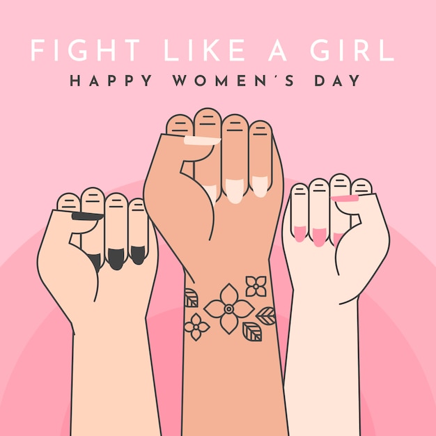 Women's day with fists up