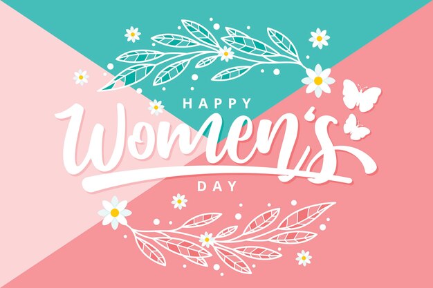 Free vector women's day with flowers and butterfly