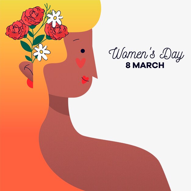 Women's day with woman with flower in her hair