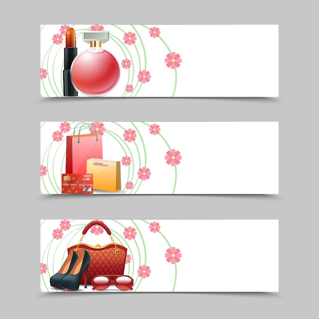 Free vector women shopping banners