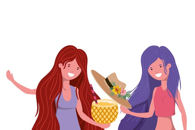 Group Of Young People With Beach Costumes Bundle Characters Free