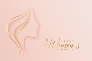 womens day beautiful wishes card with golden hairs