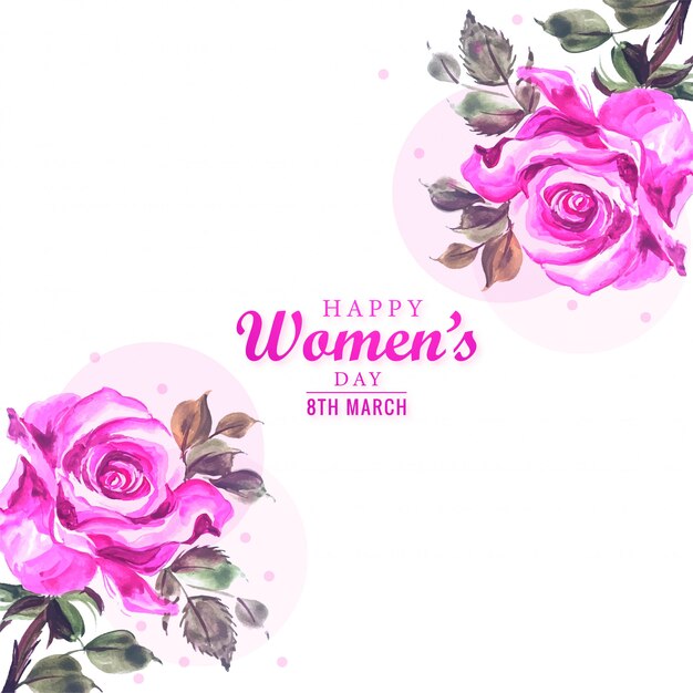 Womens day card with decorative flower design