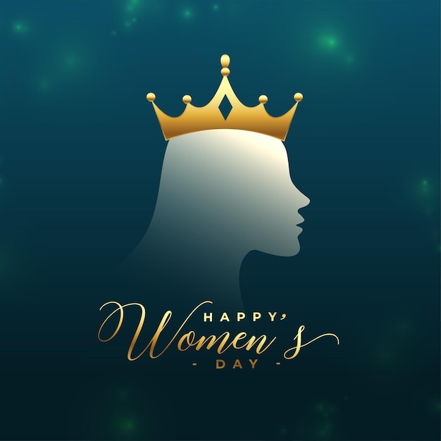女性の顔と黄金の王冠との女性の日の挨拶